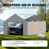 Carport Replacement Canopy Cover Side Wall 13 x 20 ft, Garage Tent Shelter Tarp Heavy-Duty Waterproof & UV Protected, Easy Installation with Ball Bungees,Grey (Top and Frame Not Included)